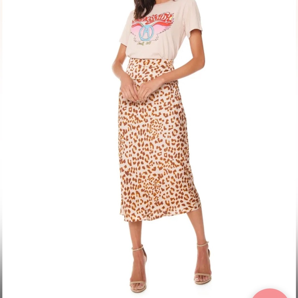 Free People Normani Cheetah Print Satin Midi Skirt